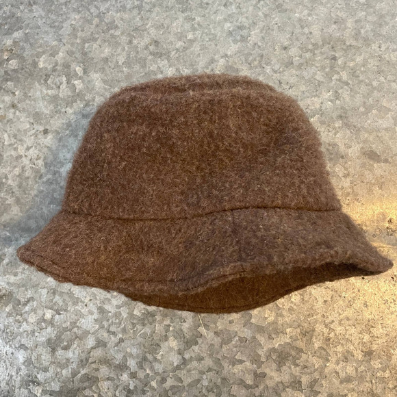 Vintage Fuzzy Fleece Bucket Fisherman Hat Cap Chocolate Brown 90s Y2K Winter - Picture 3 of 7